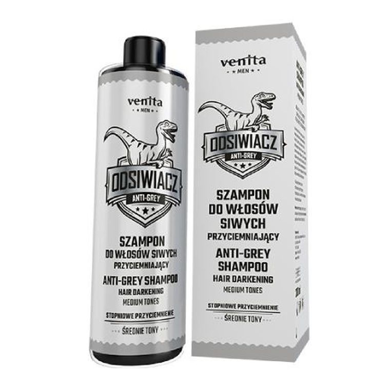 Venita Men, szampon do włosów siwych, przyciemniający, średnie tony, 200 ml