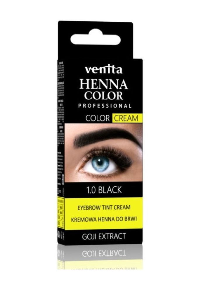 Venita, Professional Henna Color Cream, henna do brwi w kremie, 1.0 Black, 30g