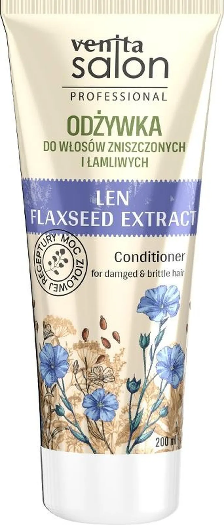 Venita Salon, odżywka do włosów zniszczonych i łamliwych, len, 200 ml