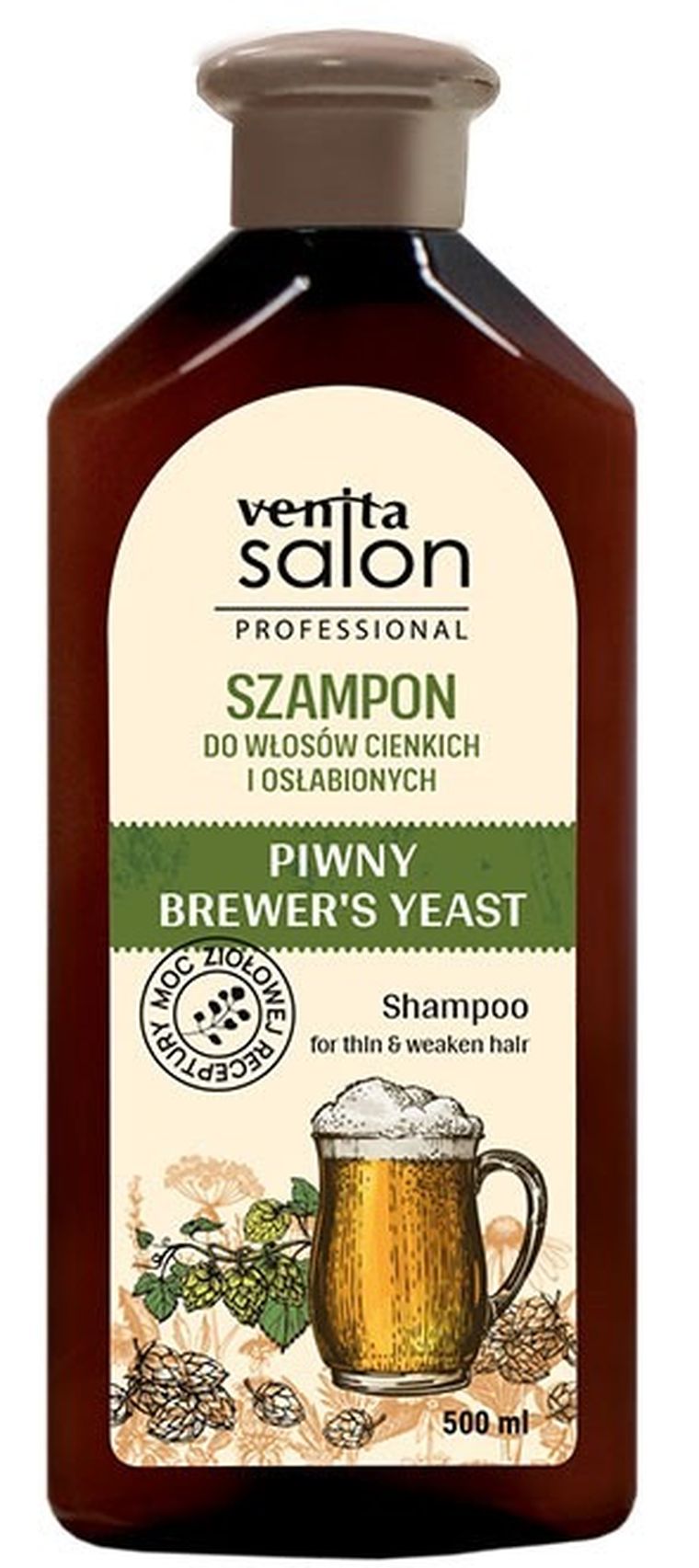 Venita, Salon Professional, szampon piwny do włosów cienkich i osłabionych, 500 ml