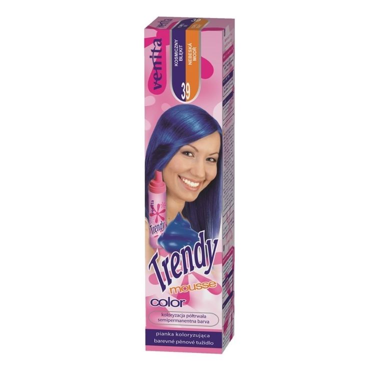 Venita, Trendy Color Mousse, pianka koloryzująca do włosów, 39 Kosmiczny Błękit, 75 ml