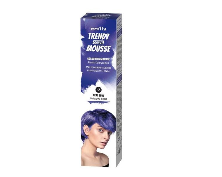 Venita, Trendy Color Mousse, pianka koloryzująca do włosów, Fioletowy Błękit, 75 ml