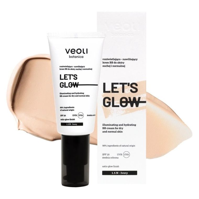 Veoli Botanica, Let's Glow, rozświetlająco-nawilżający krem BB do skóry suchej i normalnej, 2.0 W Vanilla, 30 ml