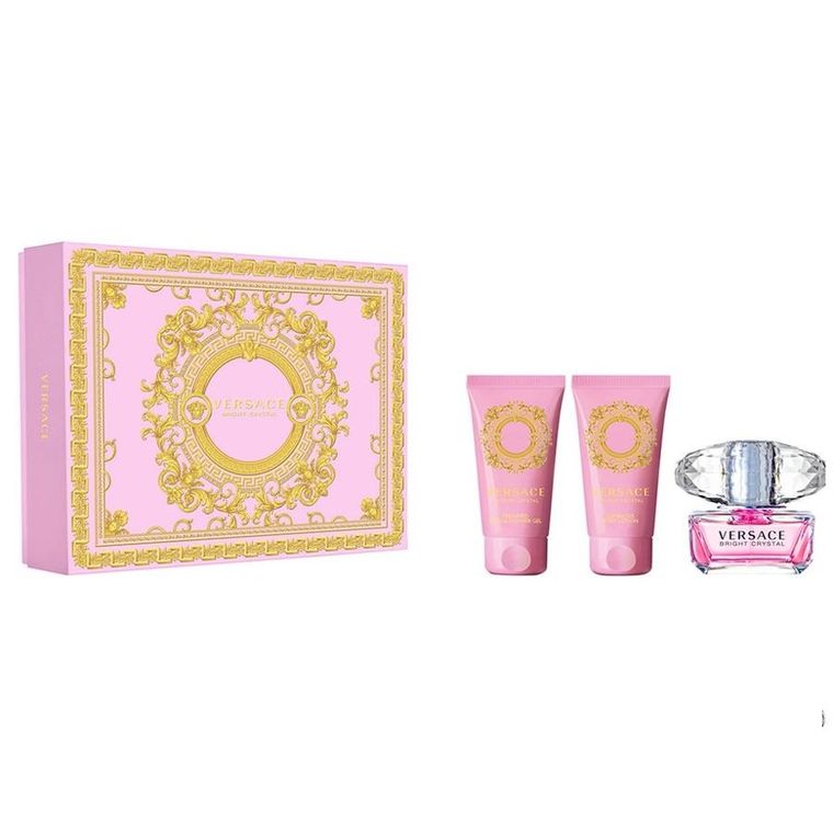Versace, Bright Crystal zestaw, woda toaletowa spray, 50 ml + żel pod prysznic, 50 ml + balsam do ciała, 50 ml