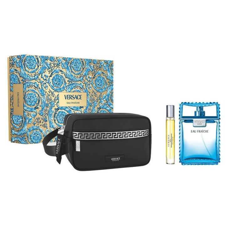 Versace, Man Eau Fraiche, zestaw: woda toaletowa, spray, 100 ml + woda toaletowa, spray, 10 ml + kosmetyczka