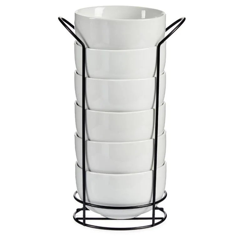 Vessia, zestaw misek do zupy na metalowym stojaku, 800 ml