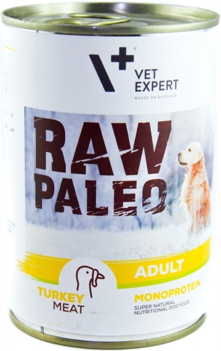 Vet Expert, Raw Paleo, Adult Monoprotein, Indyk, puszka dla psa, 400g