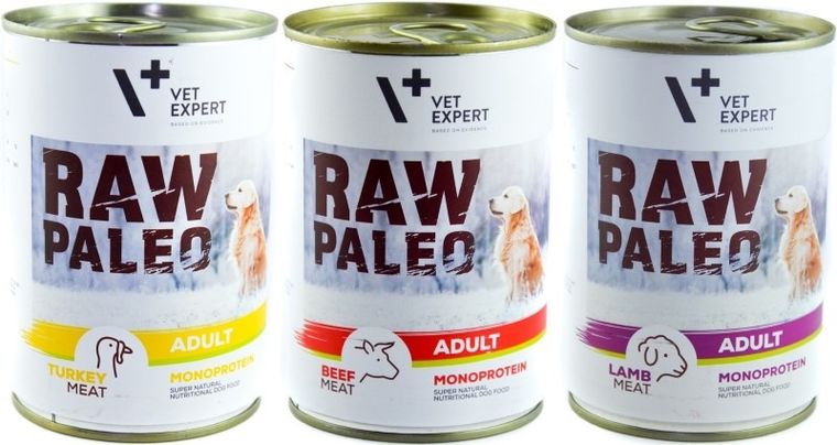 Vet Expert, Raw Paleo, Adult Monoprotein, Wołowina, puszka dla psa, 400g