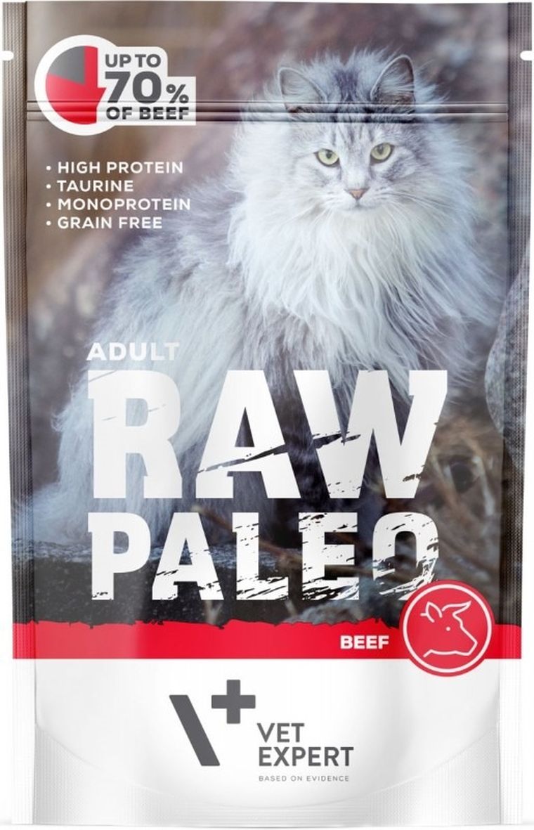 Vet Expert, Raw Paleo, Beef, saszetka dla kota, 100g