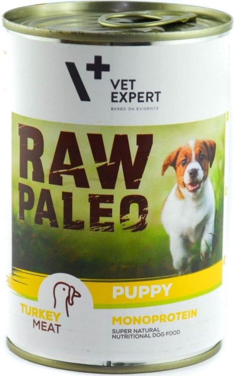 Vet Expert, Raw Paleo, Puppy Monoprotein, Indyk, puszka dla psa, 400g