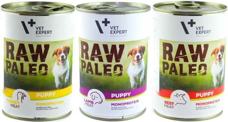 Vet Expert, Raw Paleo, Puppy Monoprotein, Wołowina, puszka dla psa, 400g