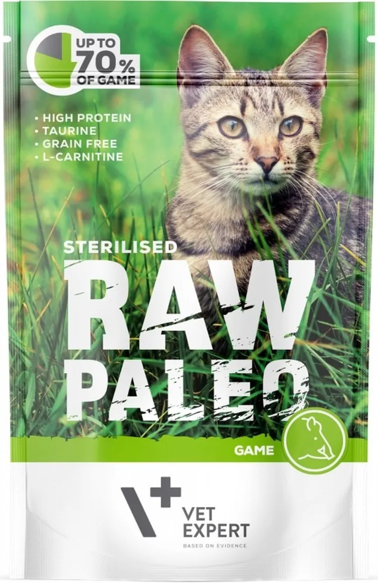 Vet Expert, Raw Paleo, Sterilised, Dziczyzna, saszetka dla kota, 100g