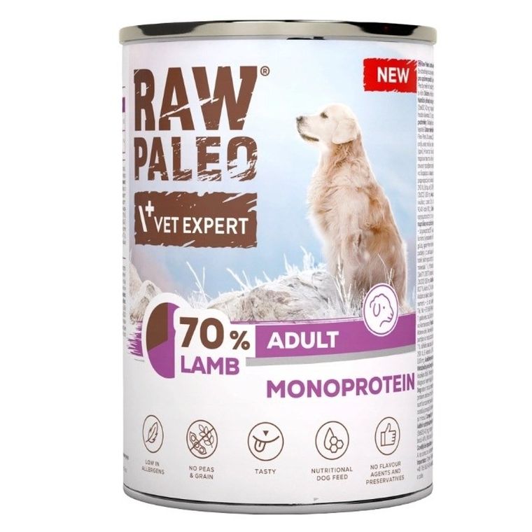 VetExpert, Raw Paleo, Jagnięcina, Adult, mokra kara dla psów, 400g
