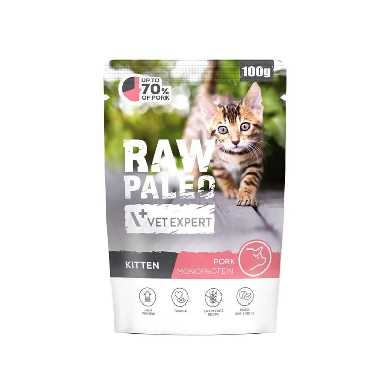 Vetexpert, Raw Paleo Kitten Cat, karma mokra dla kota, wieprzowina, 100g