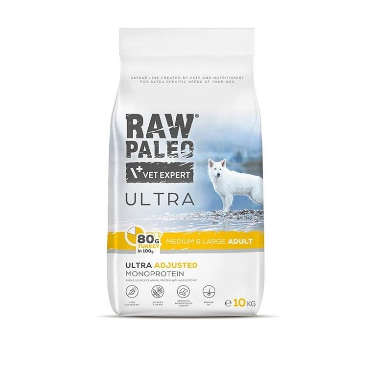 VetExpert, Raw Paleo Ultra, indyk, medium&large, adult, karma sucha dla psów, 2 kg