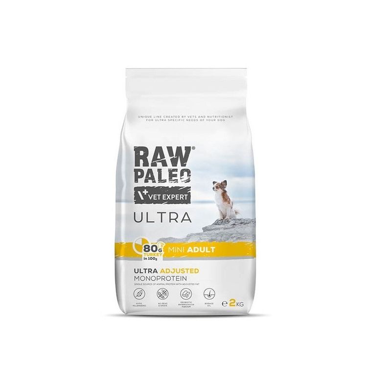VetExpert, Raw Paleo Ultra, indyk, mini, adult, karma sucha dla psów, 2 kg
