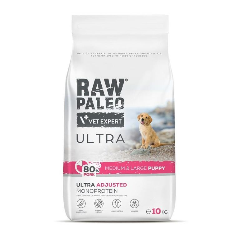 VetExpert, Raw Paleo, Ultra, wieprzowina, Medium&Large Puppy, sucha karma dla psa, 10 kg
