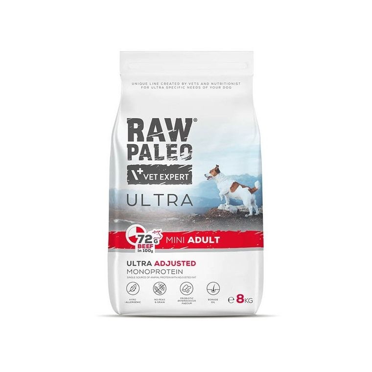 VetExpert, Raw Paleo Ultra, wieprzowina, mini, adult, karma sucha dla psów, 8 kg