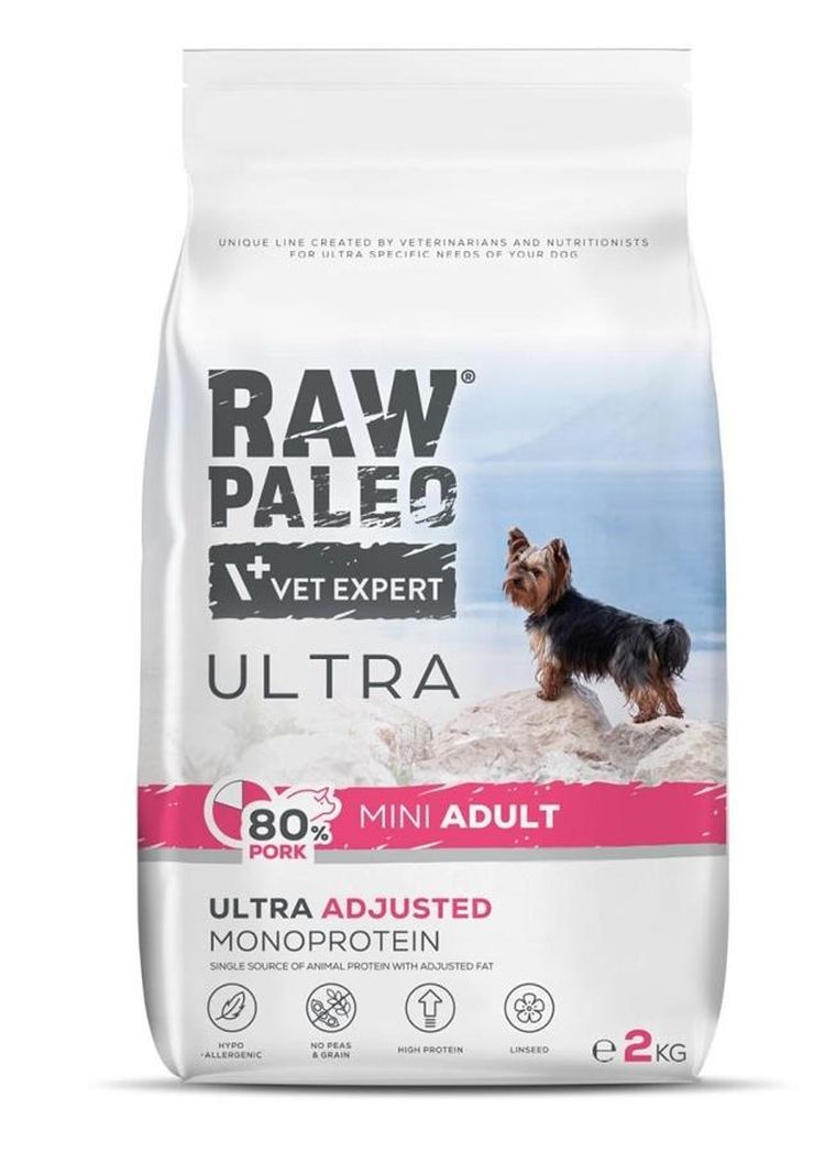 VetExpert, Raw Paleo, Ultra, wieprzowina, Mini Adult, sucha karma dla psa, 2 kg