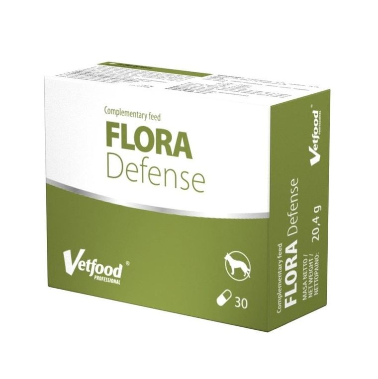 Vetfood, Flora Defense, probiotyk dla psów i kotów, 30 kapsułek