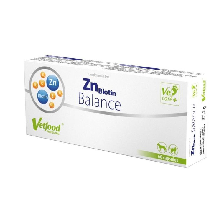 Vetfood, ZnBiotin Balance, cynk biotyna, suplement diety dla psów i kotów, 60 tabletek