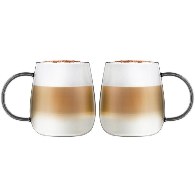 Vialli Design, Bolla, szklanki z uchem, szare, 400 ml, 2 szt.