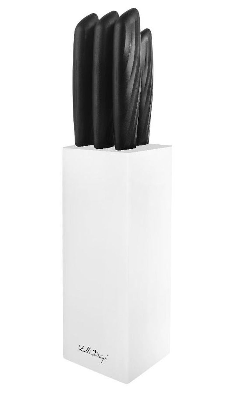 Vialli Design, Caro, zestaw noży w białym bloku, 5 szt.