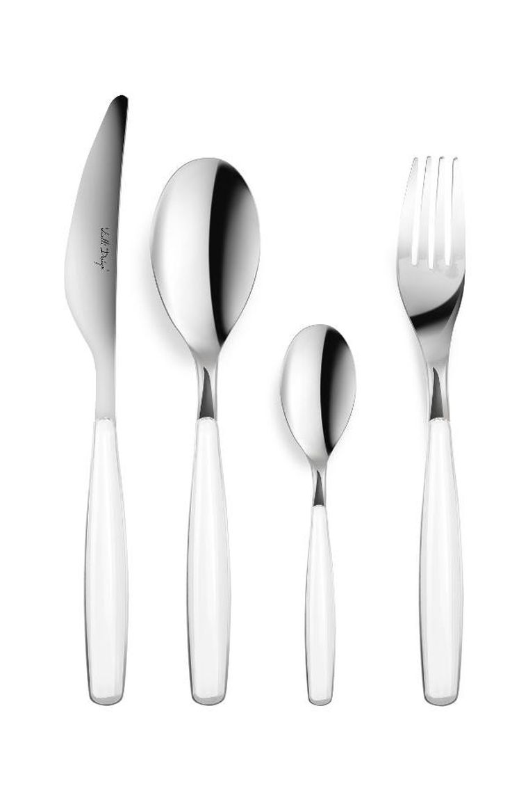Vialli Design, Diva, komplet sztućców, biały, 24 szt.