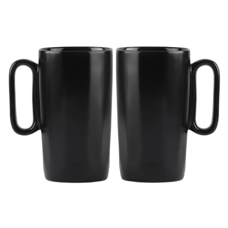 Vialli Design, dwa kubki ceramiczne z uszkiem, 330 ml, Fuori czarne