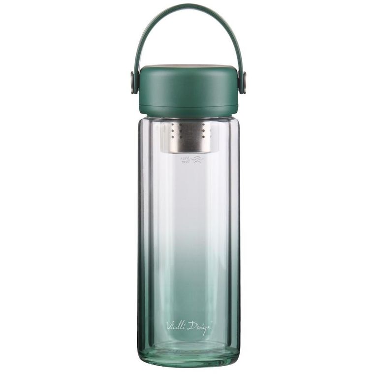 Vialli Design, Fuori, butelka z podwójną ścianką i zaparzaczem, zielona, 350 ml