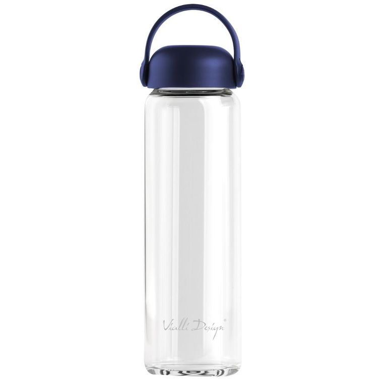 Vialli Design, Fuori, szklana butelka na wodę, granatowa, 540 ml