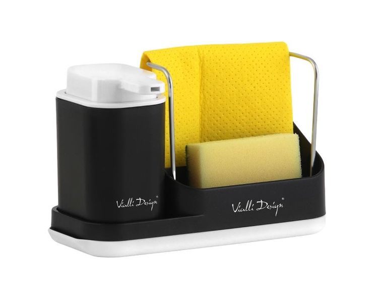 Vialli Design, Livio Duo, organizer kuchenny z dozownikiem na płyn, czarny