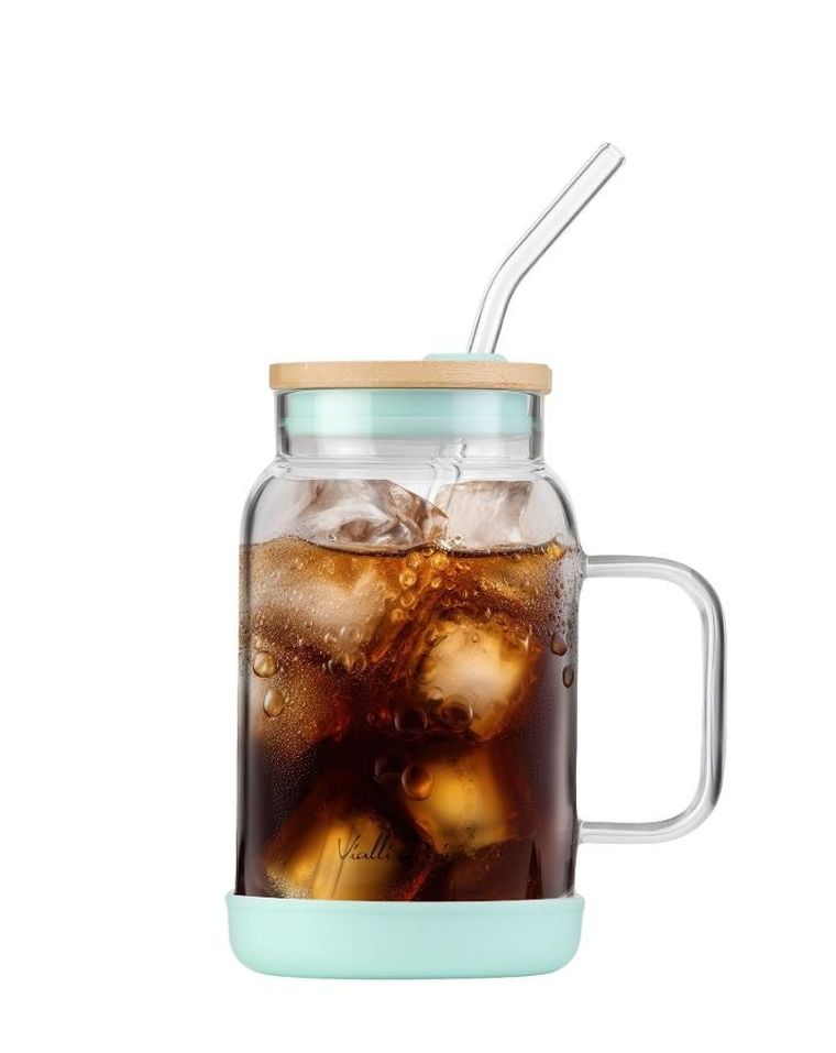 Vialli Design, słoik ze słomką, 600 ml, miętowy Fuori