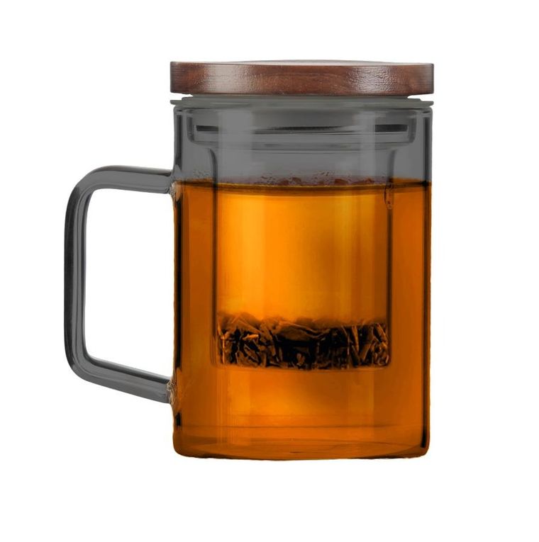 Vialli Design, szklanka z zaparzaczem Soho, 350 ml, grafitowa