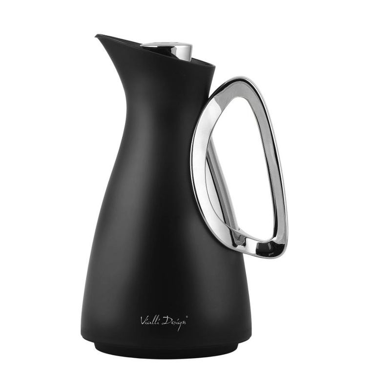 Vialli Design, termos z wkładem szklanym Alessia, 1l, czarno-srebrny