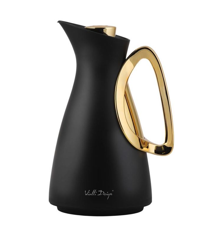 Vialli Design, termos z wkładem szklanym, Alessia, 1l, czarno-złoty