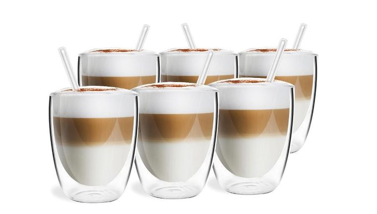 Vialli Design, Vita, szklanka z podwójną ścianką ze słomkami, 320 ml, 6 szt.