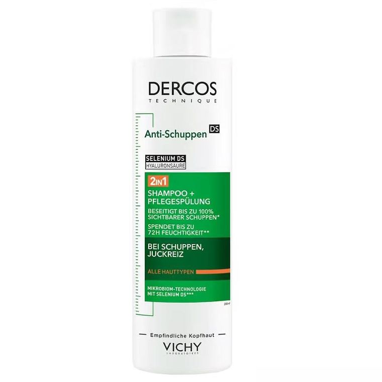 Vichy, Dercos, szampon przeciwłupieżowy z odżywką 2w1, 200 ml