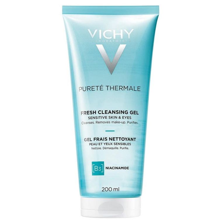 Vichy, Purete Thermale, odświeżający żel do mycia twarzy z niacynamidem, 200 ml