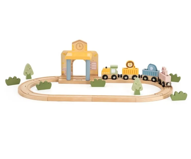 Viga, PolarB, drewniana kolejka z torami i stacją