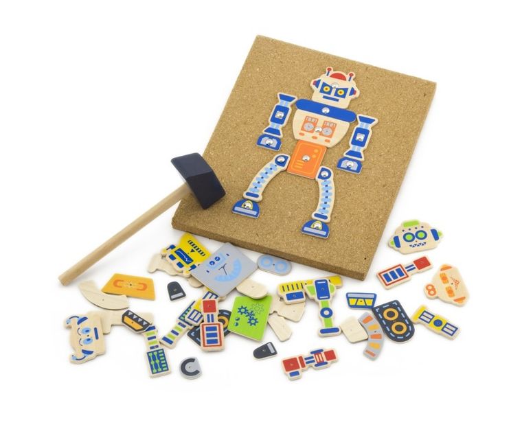 Viga Toys, korkowa przybijanka, robot