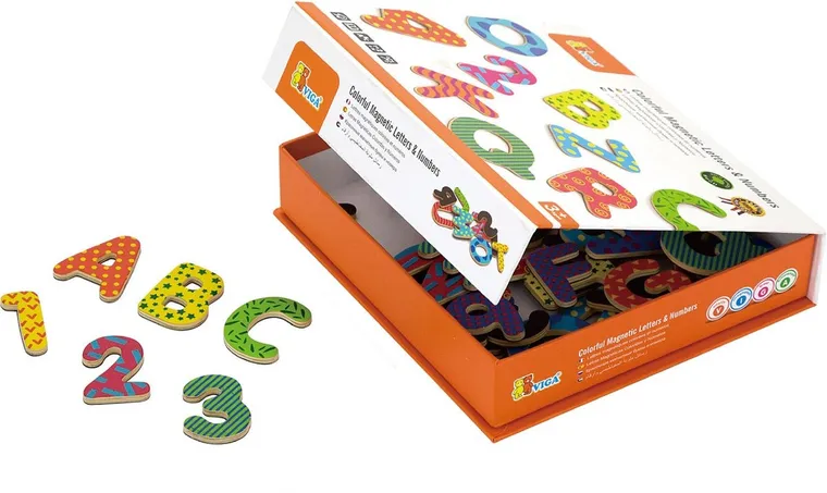Viga Toys, Literki i cyferki, klocki magnetyczne, 77 elementów