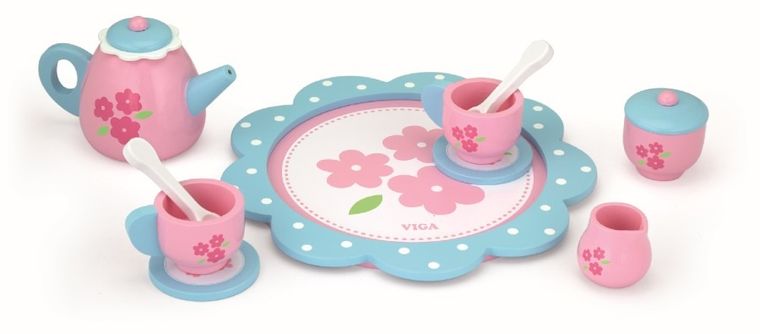 Viga Toys, Serwis do kawy i herbaty, drewniany zestaw naczyń do zabawy