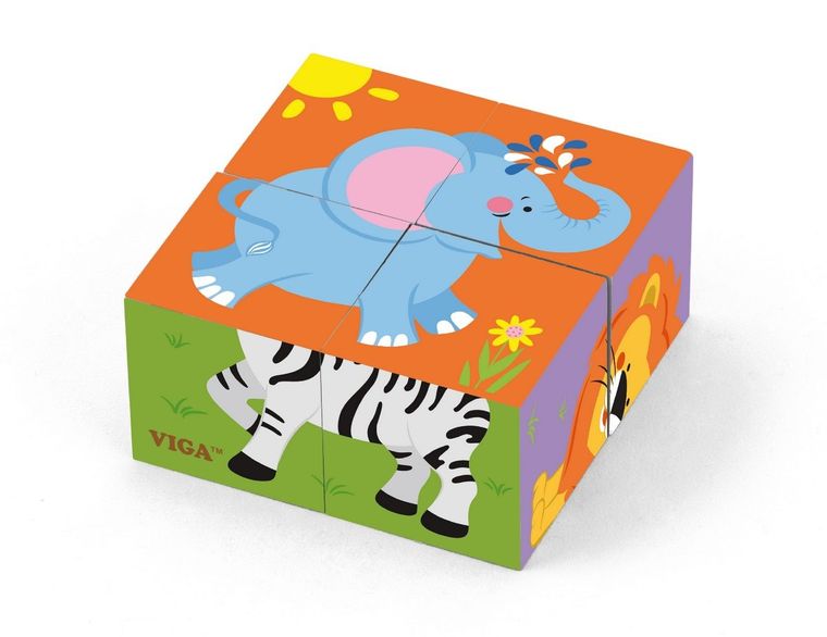 Viga Toys, Zoo, kostki-puzzle