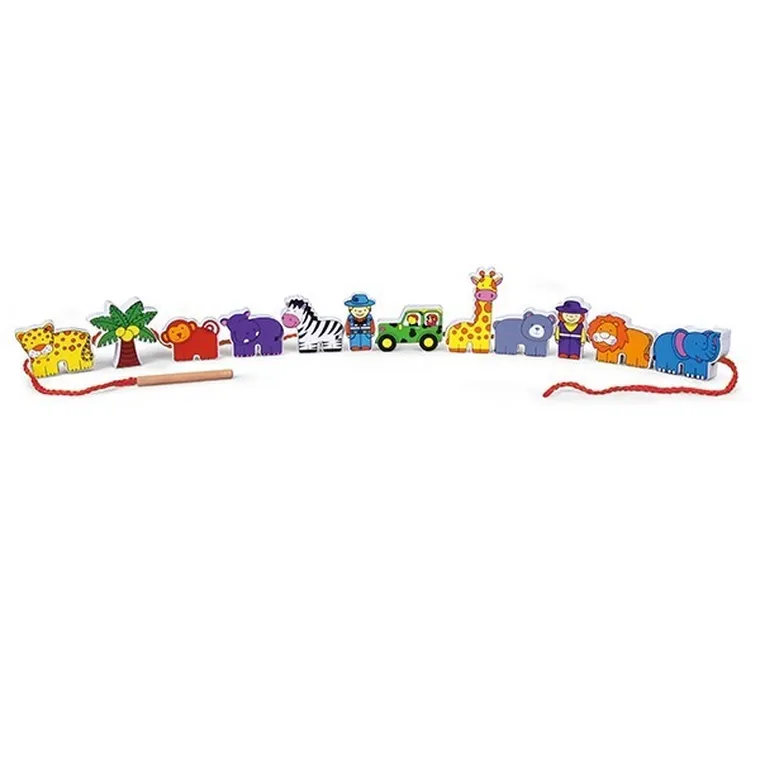 Viga Toys, Zwierzęta w zoo, klocki drewniane