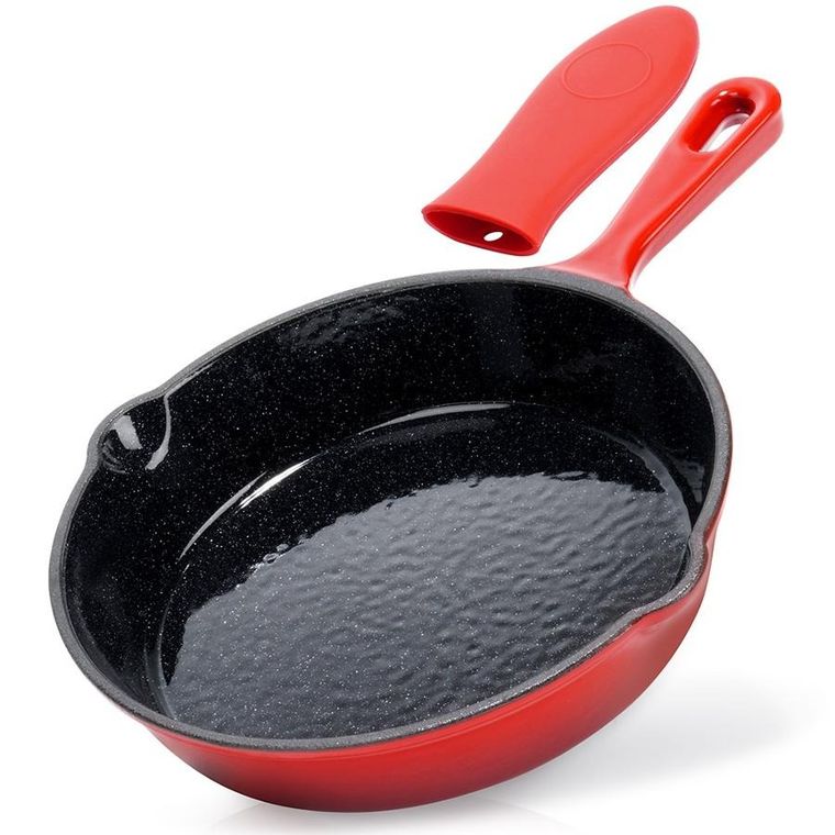 Vilde, Cast Enamel, patelnia żeliwna emaliowana z silikonową nakładką, 20 cm