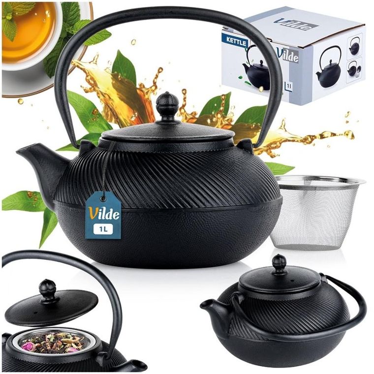 Vilde, Cast Line, czajnik do herbaty z zaparzaczem żeliwny emaliowany, 1l