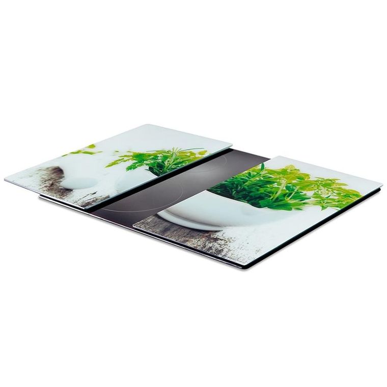 Vilde, deska do krojenia i osłona kuchenki, szklana, 60-52 cm, 2 szt.