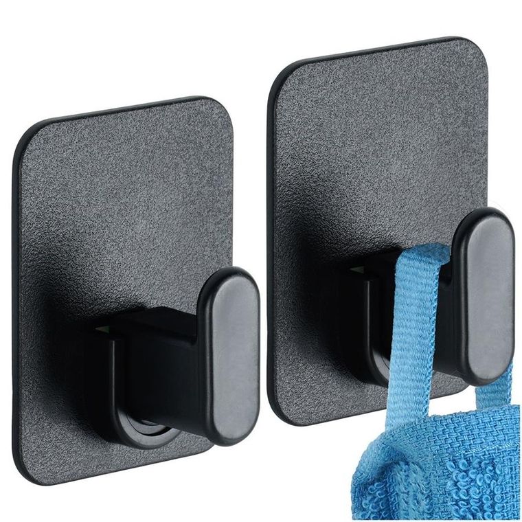 Vilde, haczyk wieszak samoprzylepny, czarny, 5-6,5 cm, 2 szt.