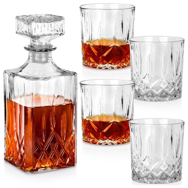 Vilde, karafka i szklanki do whisky szklane, 900 ml + 4-300 ml, 5 elementów